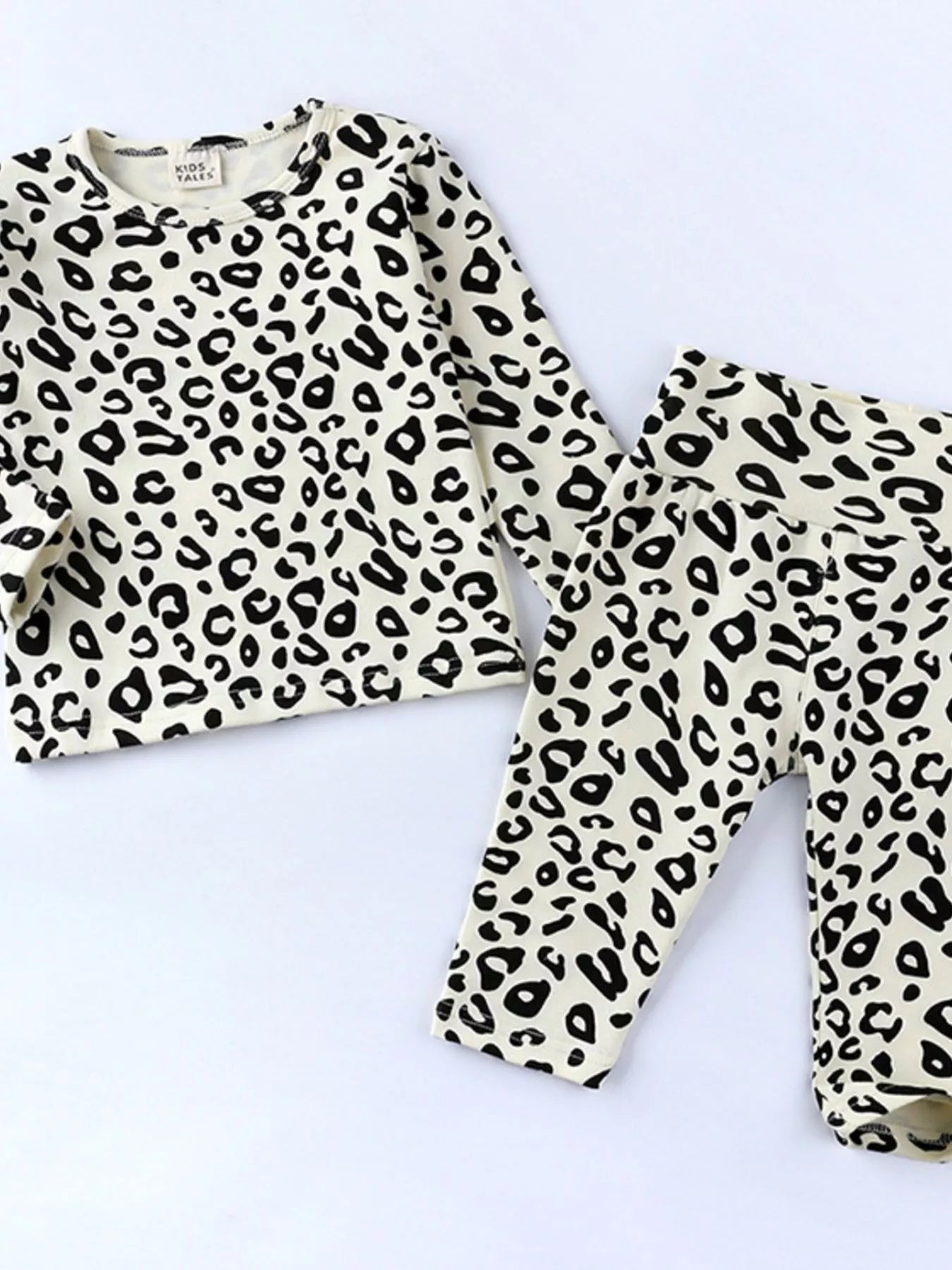 Children's Leopard Print Long Sleeve Top and Pants Set by Trendsi