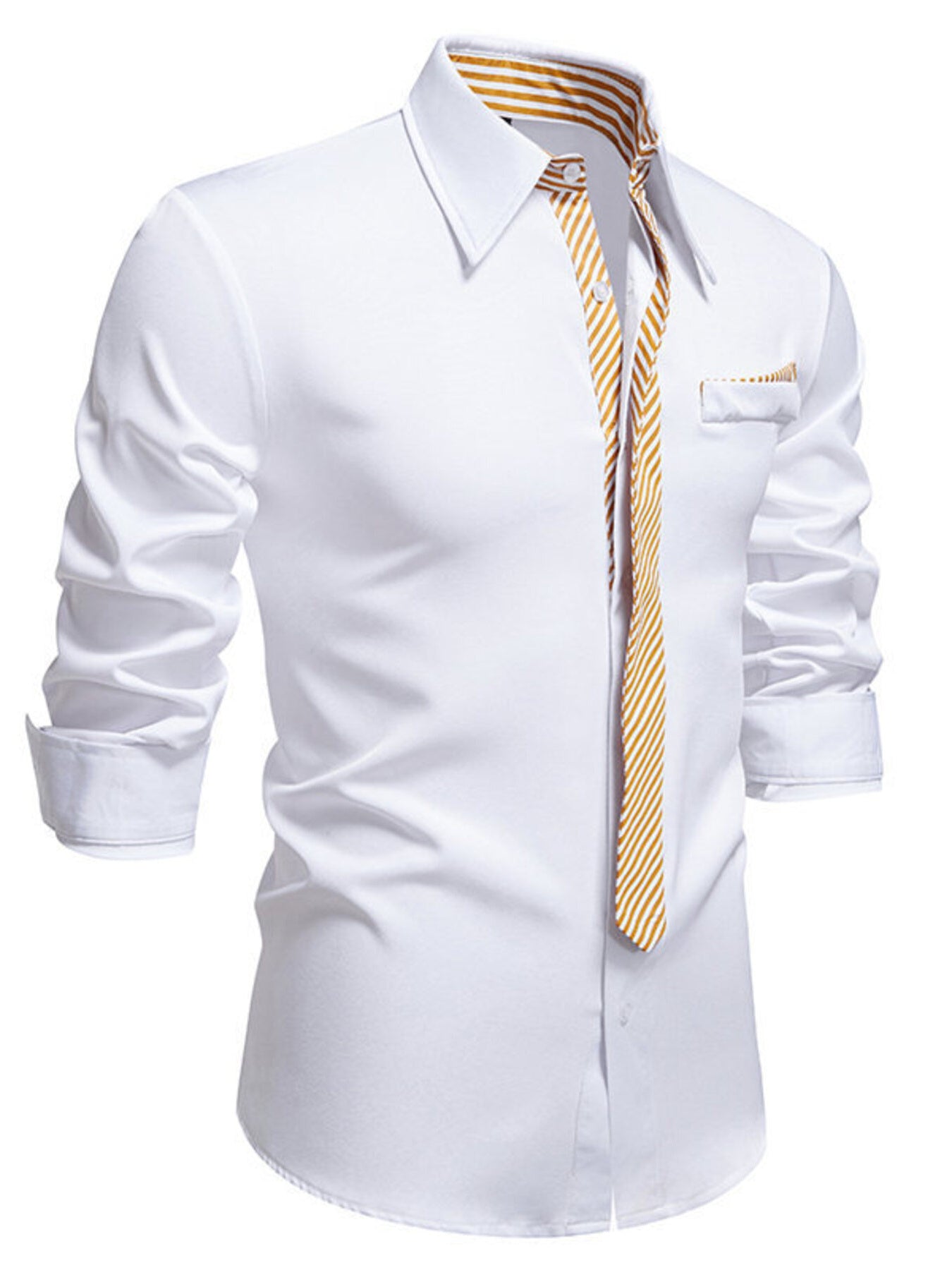 Men's Button Up Long Sleeve Shirt by Trendsi