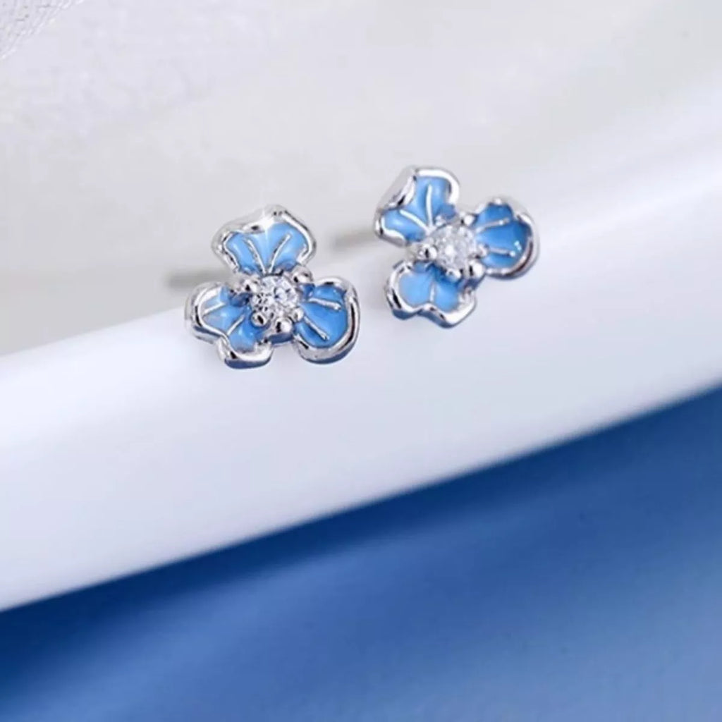 999 Sterling Silver Flower Stud Earrings by Trendsi