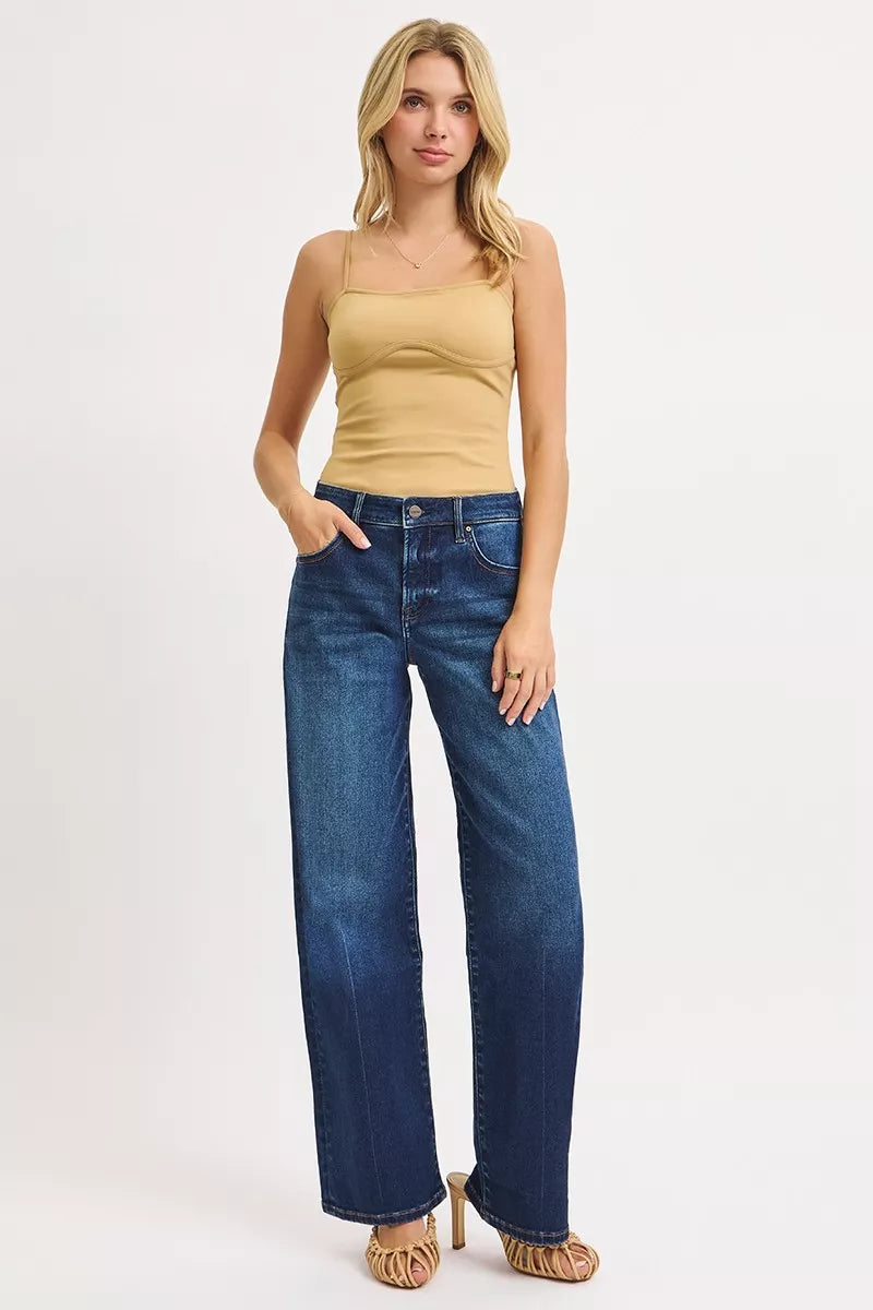 RISEN Mid Rise Wide Baggy Jeans by Trendsi