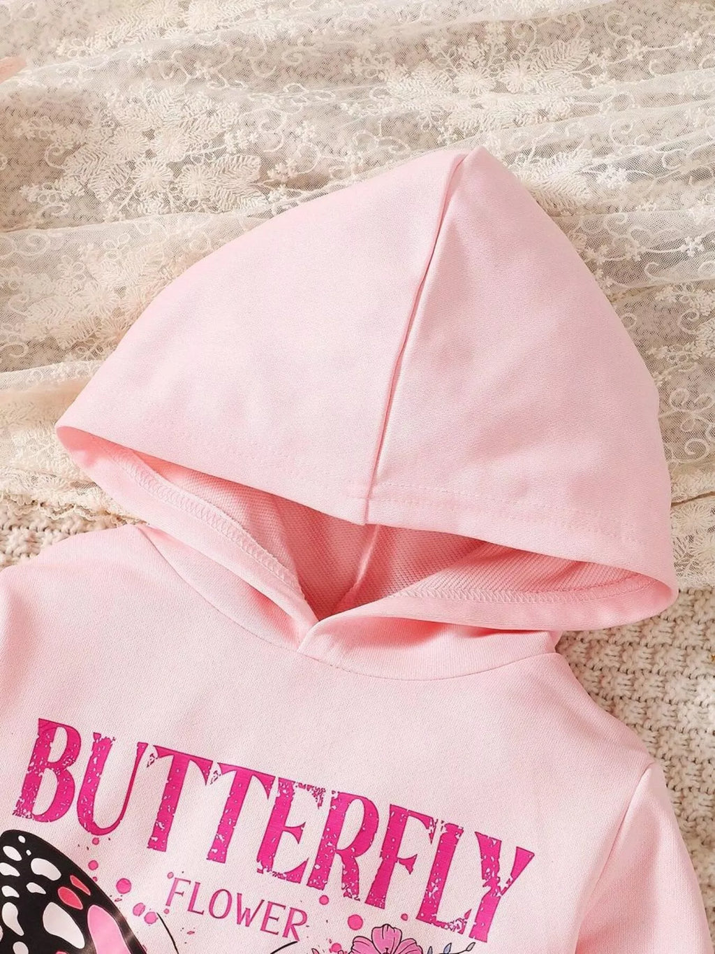 Children's Butterfly Flower Hoodie & Pants Set by Trendsi