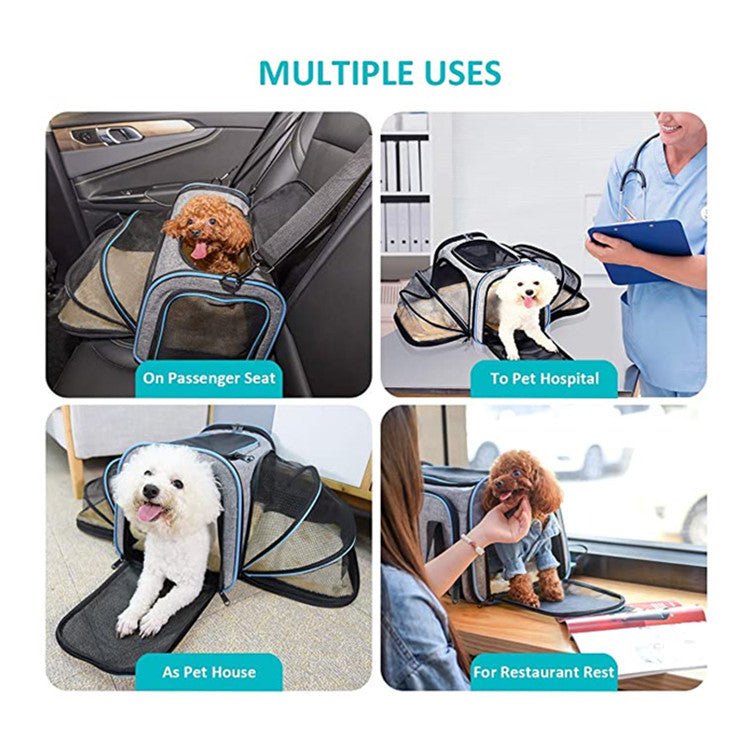 Carrier For Cat Pet Airline Approved Expandable Foldable Soft Dog Carrier Opened Doors Reflective Tapes Cat Travel Bag by DC-THE CEO