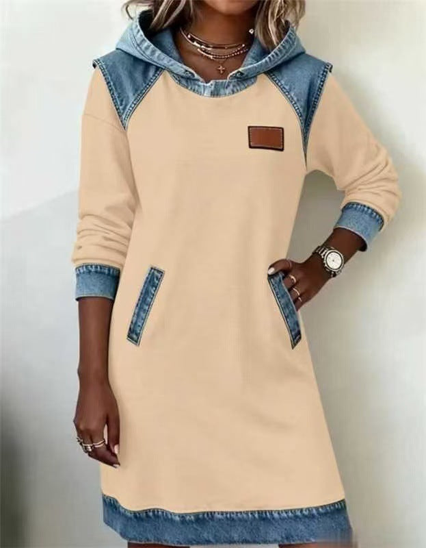 Best Seller Denim Color Matching Ladies Hoodie Skirt by DC-THE CEO