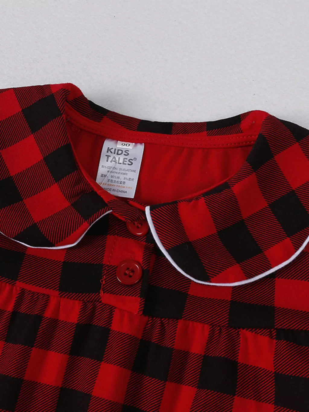 Children's Plaid Ruffle Hem Long Sleeve Dress by Trendsi
