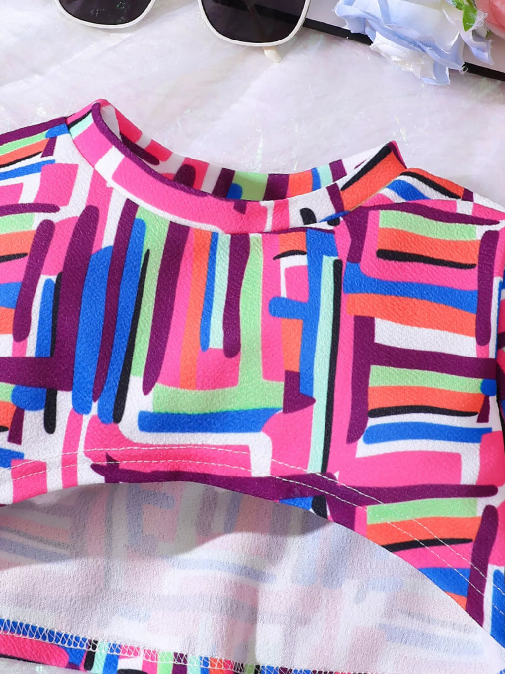 Children's Colorful Geometric Print Top & Jumpsuit Set by Trendsi