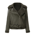 Women's Belt Turn-down Collar Coat by DC-THE CEO
