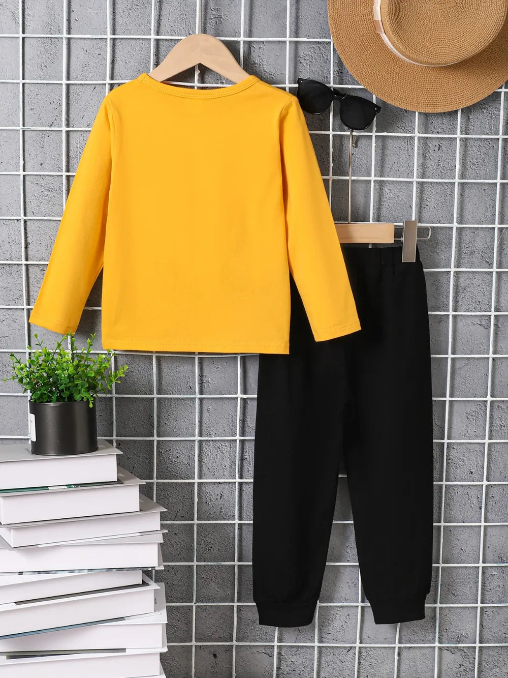 Kids Graphic Round Neck Long Sleeve Top and Pants Set by Trendsi