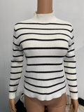 Fashion Long Sleeve Sunken Stripe Turtleneck Casual Slim Striped Sweater by DC-THE CEO