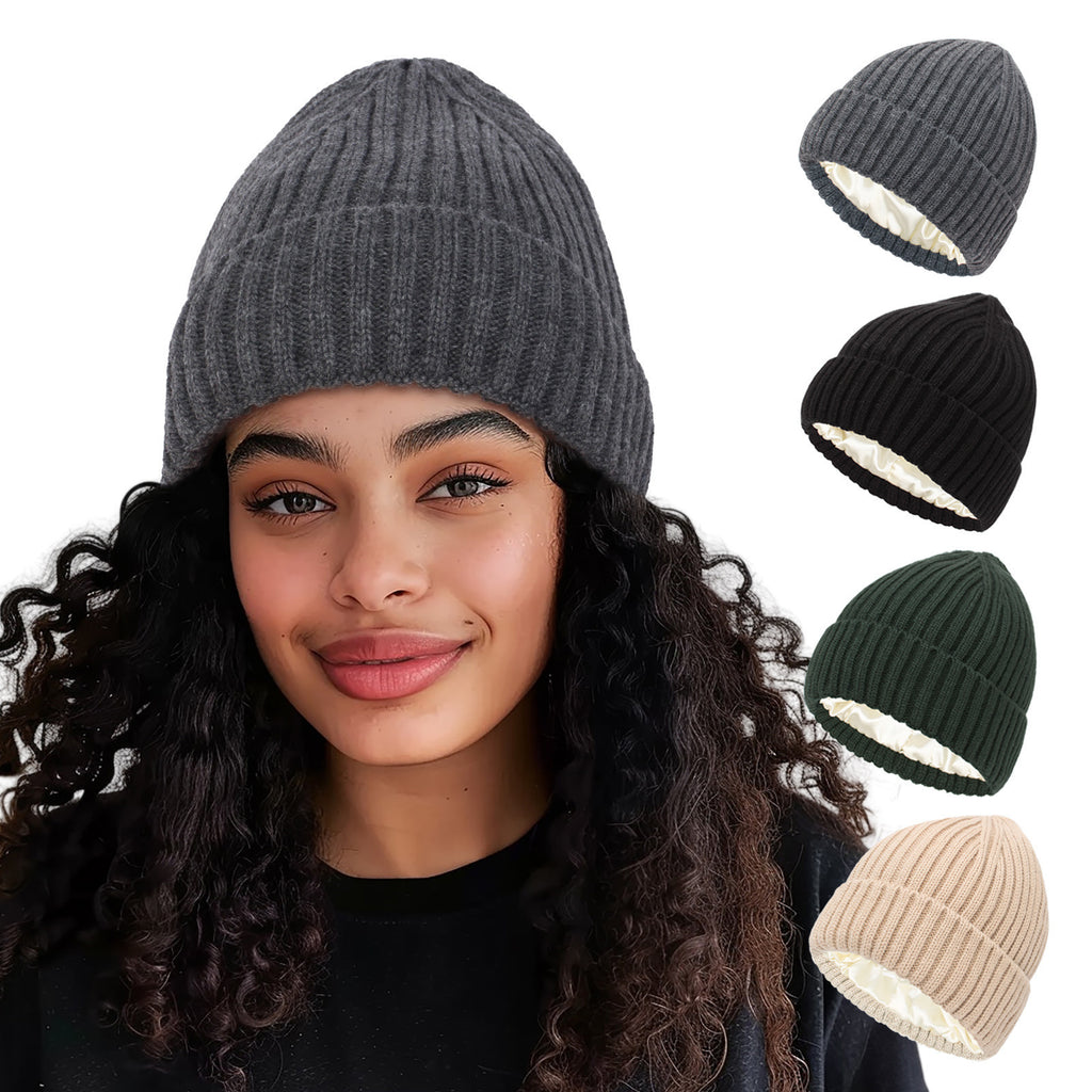 Satin Warm All-matching Slipover Knitted Hat by DC-THE CEO