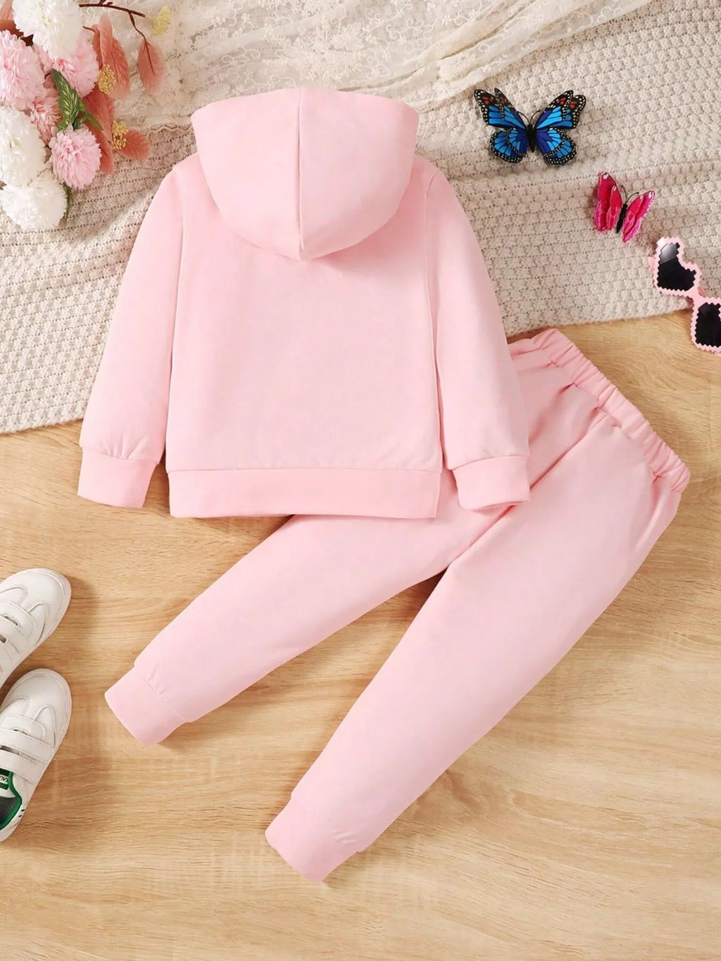 Children's Butterfly Flower Hoodie & Pants Set by Trendsi