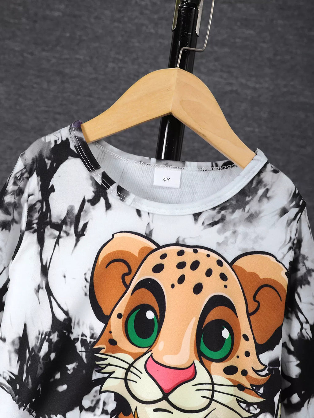 Children's Cheetah Tie-Dye Top and Pants Set by Trendsi