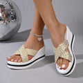 Woven Strap Wedge Sandals by Trendsi