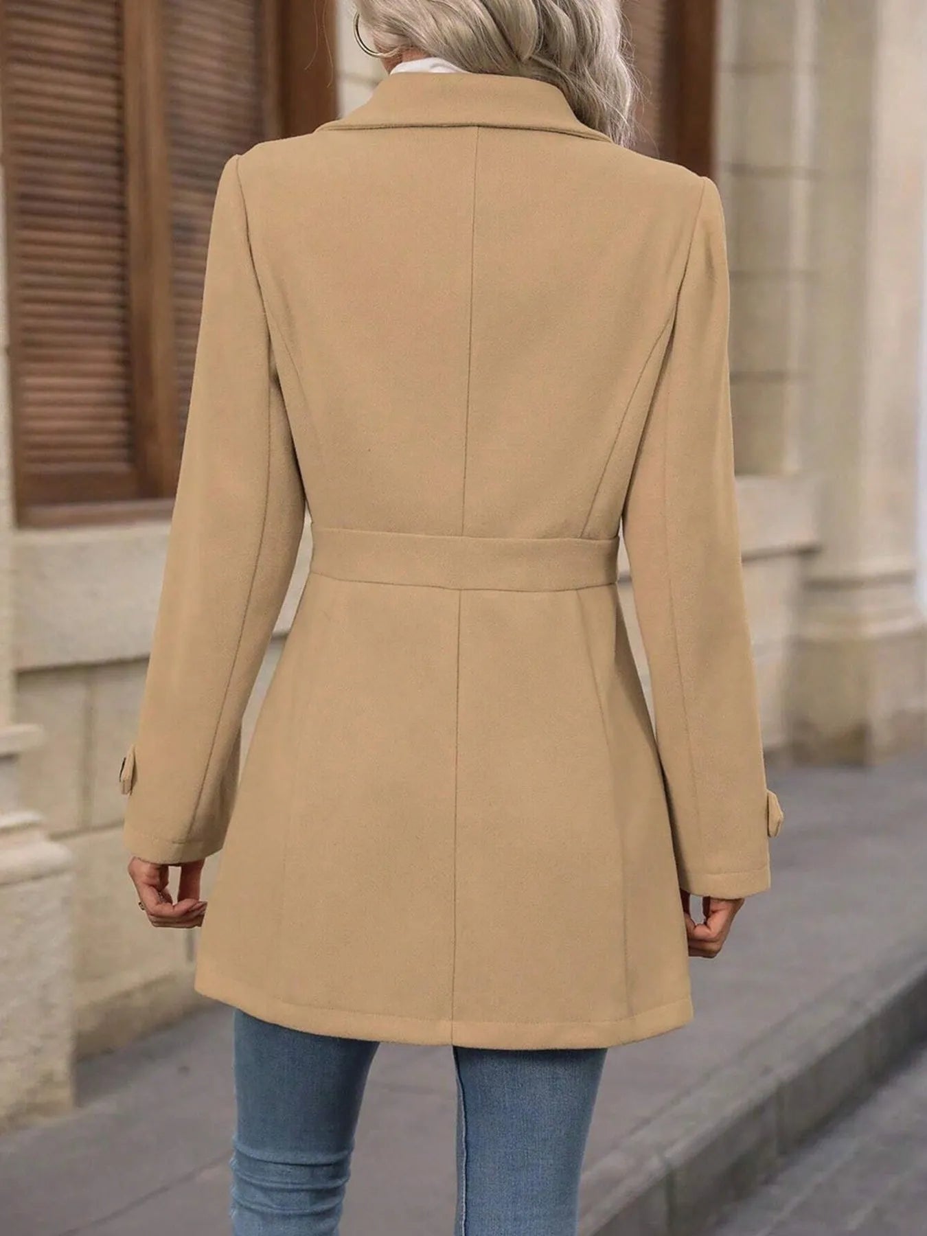 Button Up Long Sleeve Coat by Trendsi