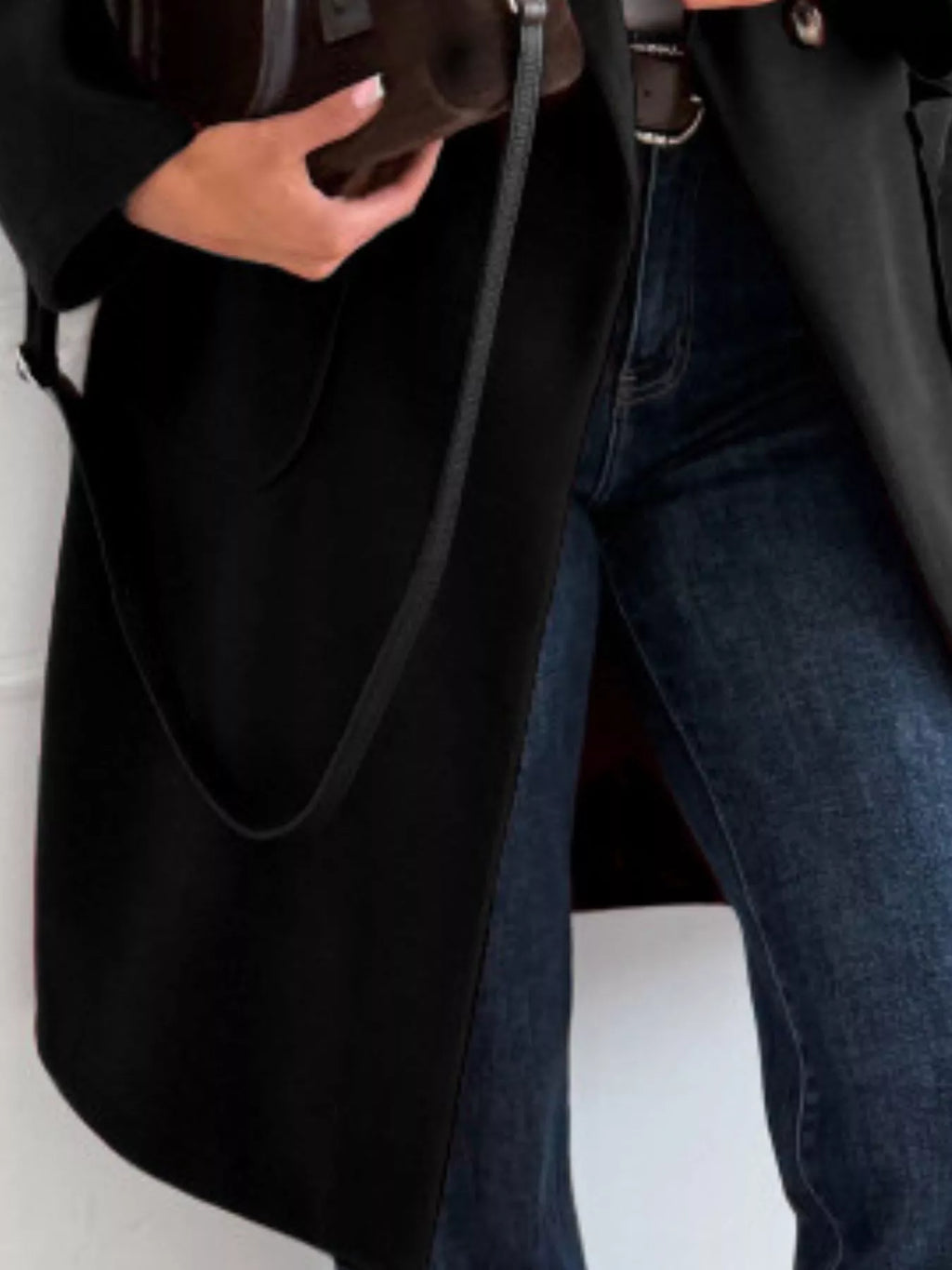 Long-Sleeve Single-Breasted Trench Coat by Trendsi