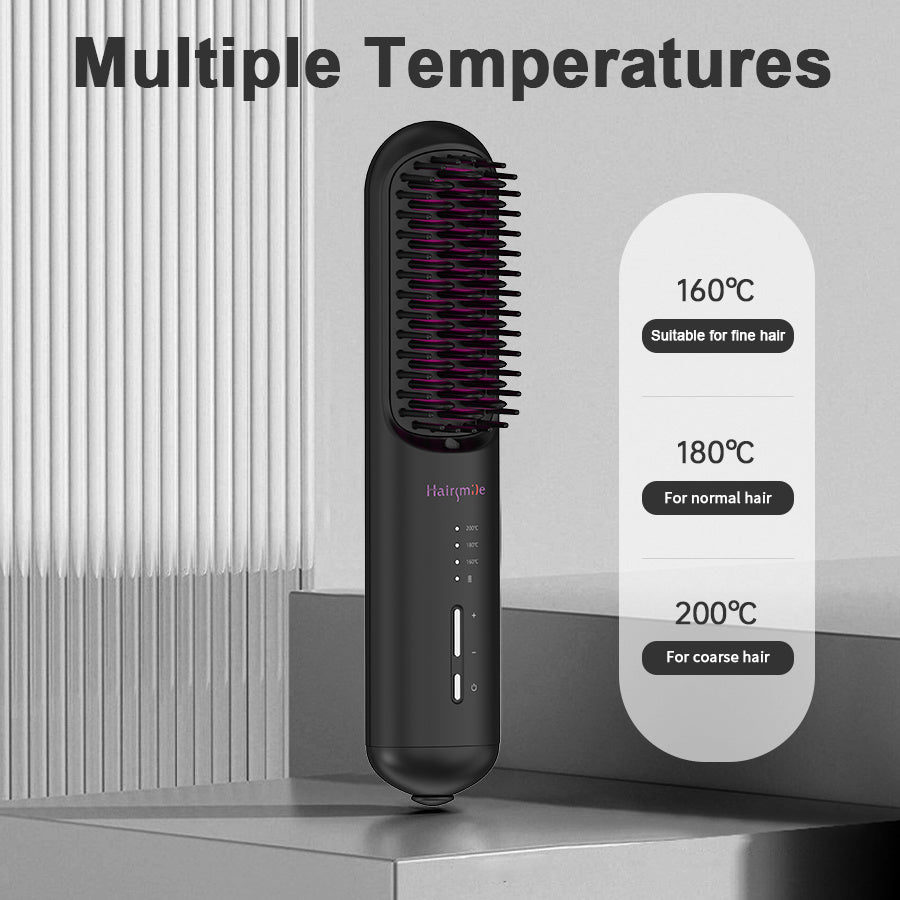 Portable USB Rechargeable Cordless Men Beard Hair Straightener Brush Mini Wireless 2 In 1 Woman Hair Straightener Comb by DC-THE CEO