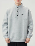 Men's Plus Size Button Detail Long Sleeve Sweatshirt by Trendsi