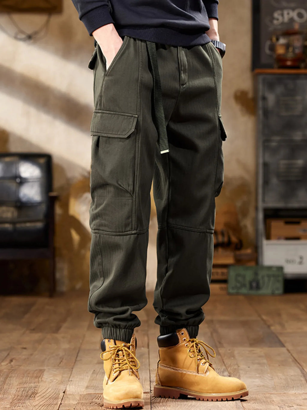 Men's Plus Size Casual Cargo Pants by Trendsi