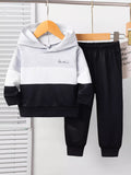 Children's Color Block Casual Hoodie & Pants Set by Trendsi