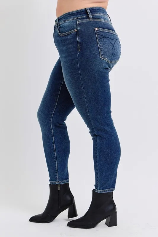 Judy Blue Full Size Run Mid-Rise Waist Skinny Jeans with Thermal Lining by Trendsi