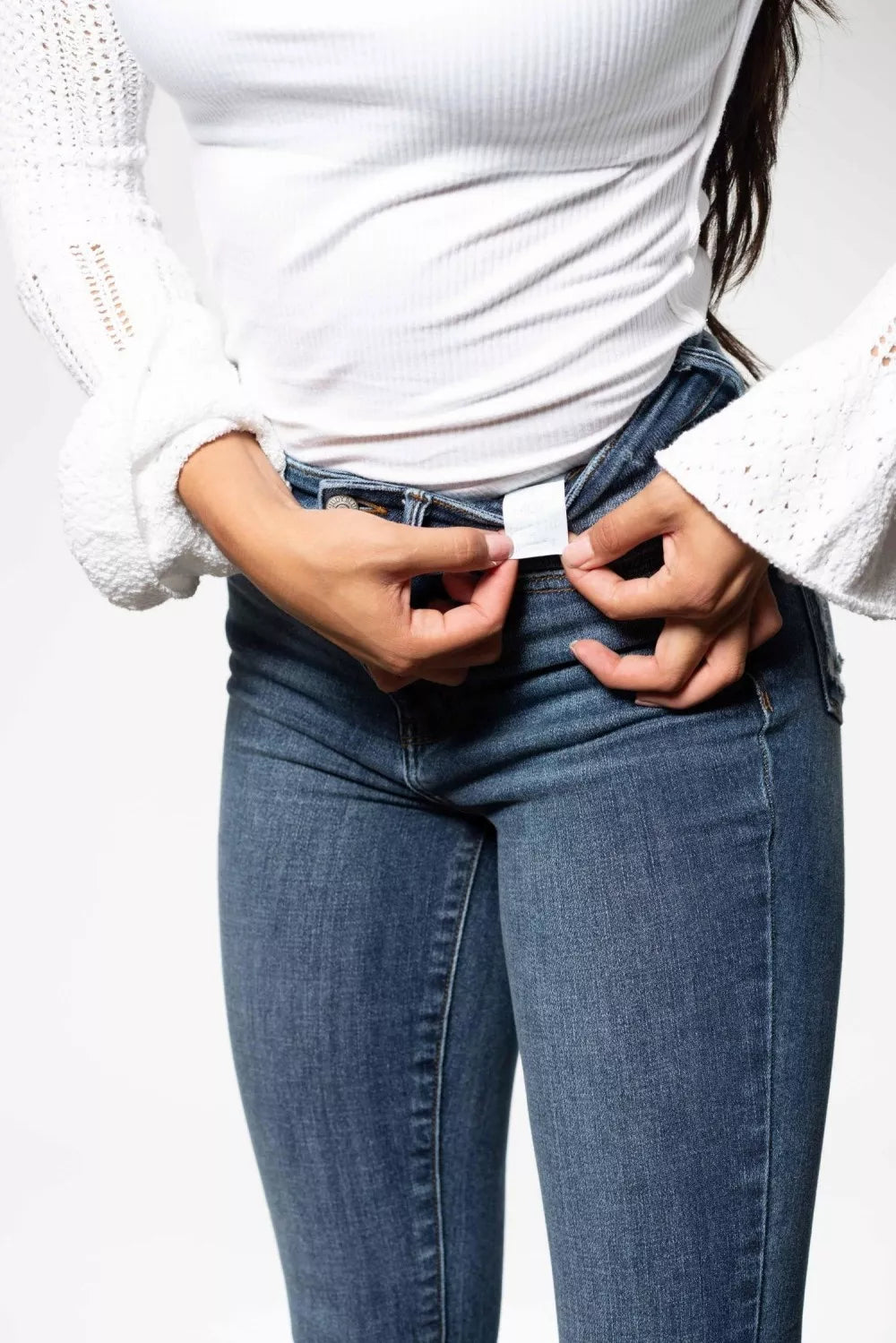 Judy Blue High Waist Skinny Jeans with Destroy & Shark Bit Hem by Trendsi