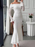Off-Shoulder Lace Bodycon Maxi Dress by Trendsi