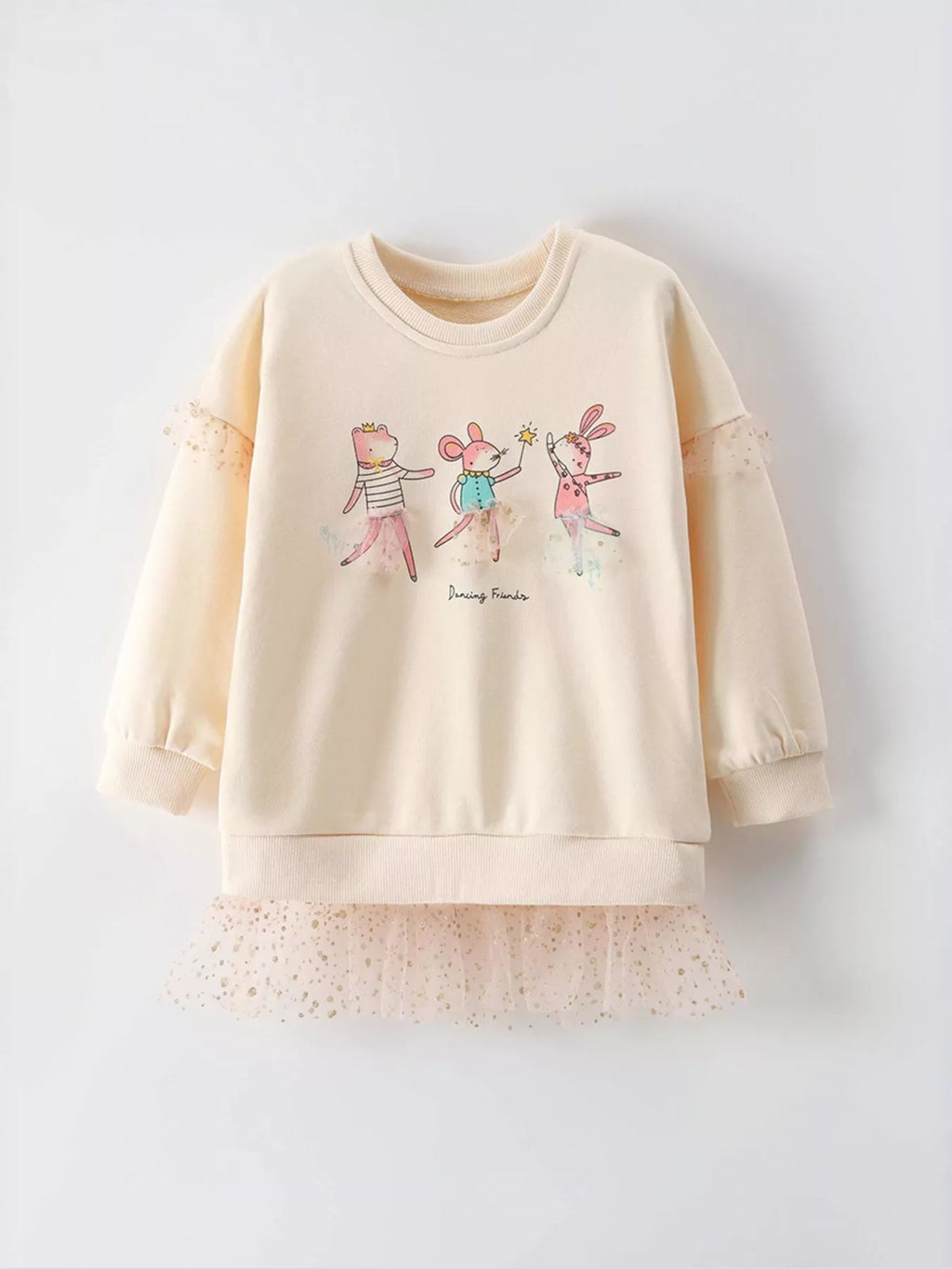 Children's Cartoon Animal Mesh Trim Sweatshirt by Trendsi
