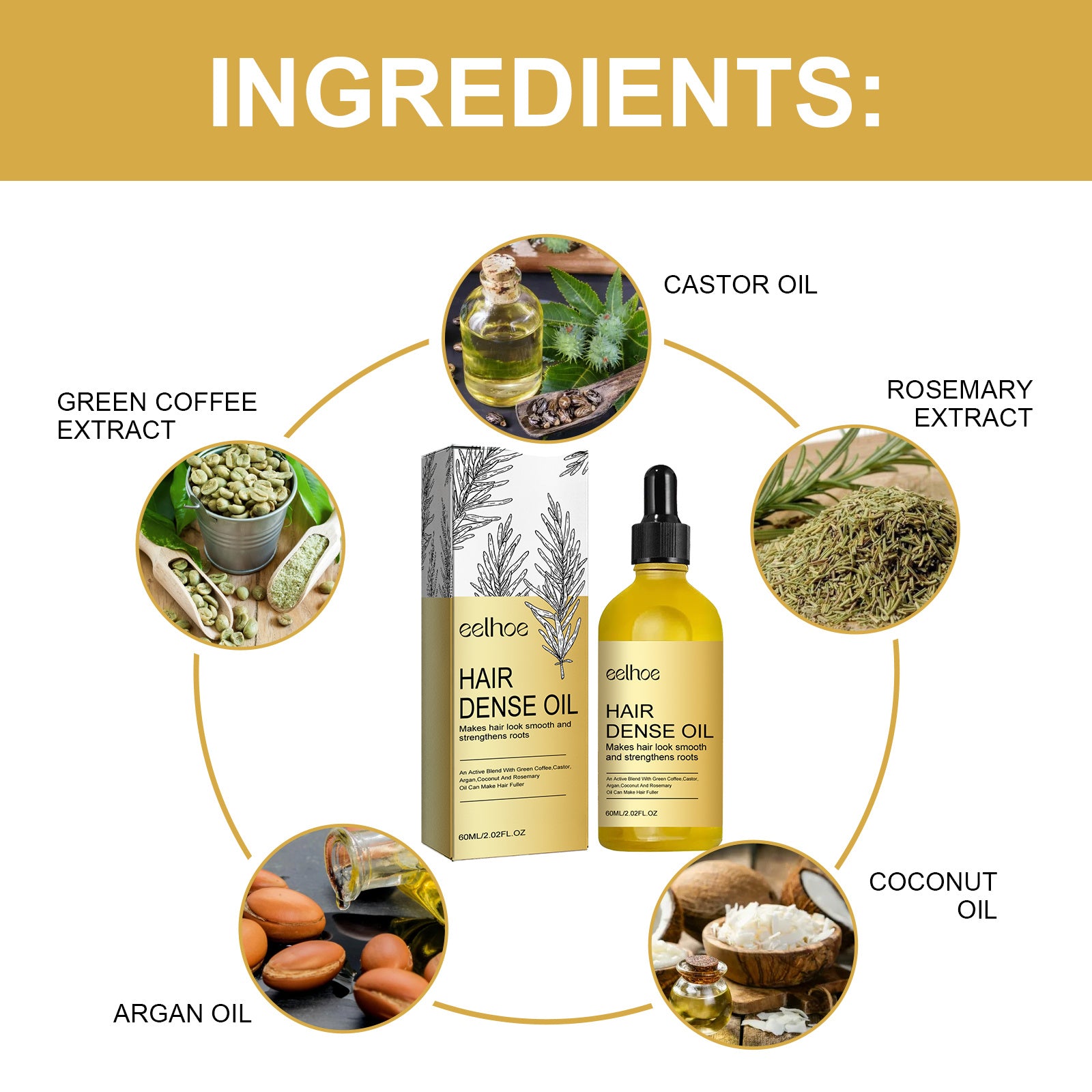 EELHOE Rosemary Hair Treatment Oil Scalp Cleansing Conditioning Volumizing Smoothing Repair Dry Frizzy Hair Conditioning Hair Treatment Oil by DC-THE CEO