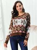 Snowflake Pattern Round Neck Sweater by Trendsi