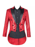 Men's Plus Size Sequin Button Up Long Sleeve Tailcoat Blazer by Trendsi