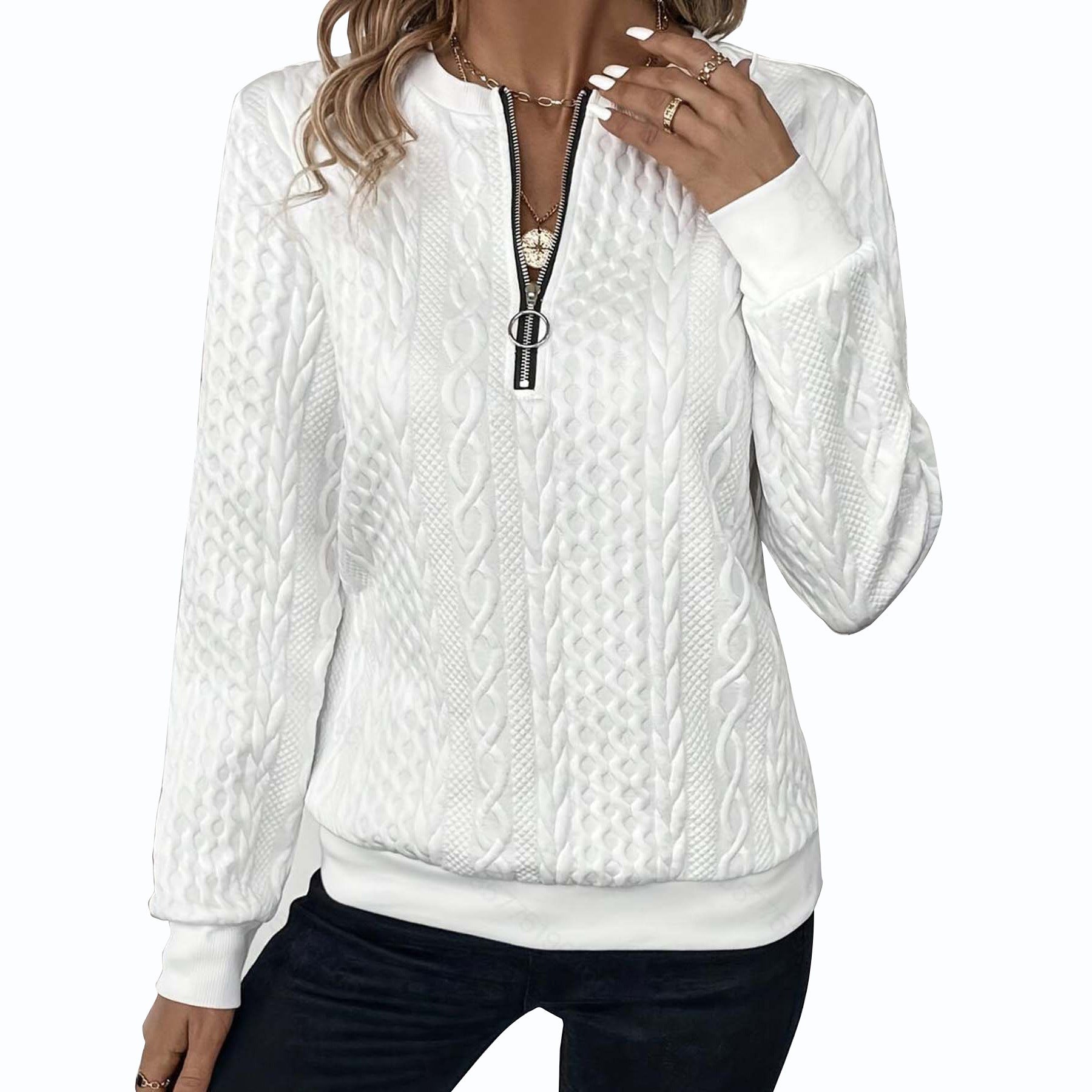 European And American Zipper Sweater Women's Coat Cardigan by DC-THE CEO