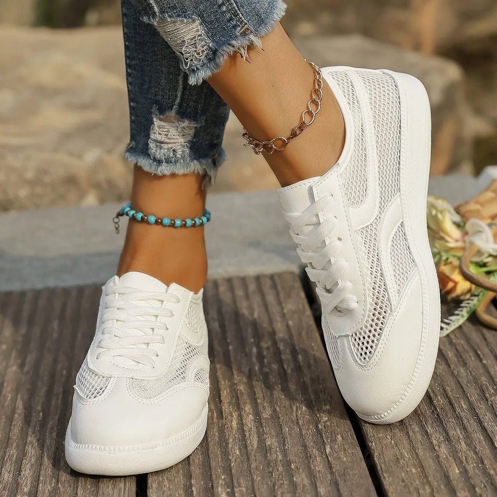 Mesh Lace Up Sneakers by Trendsi