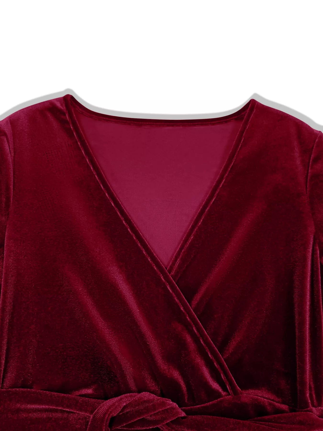 Velvet Wrap Surplice Maxi Dress by Trendsi