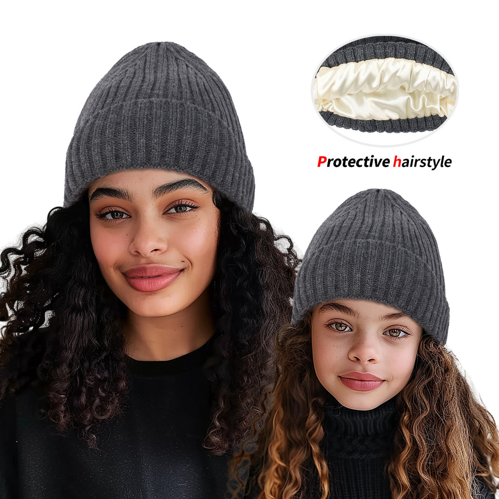Satin Warm All-matching Slipover Knitted Hat by DC-THE CEO