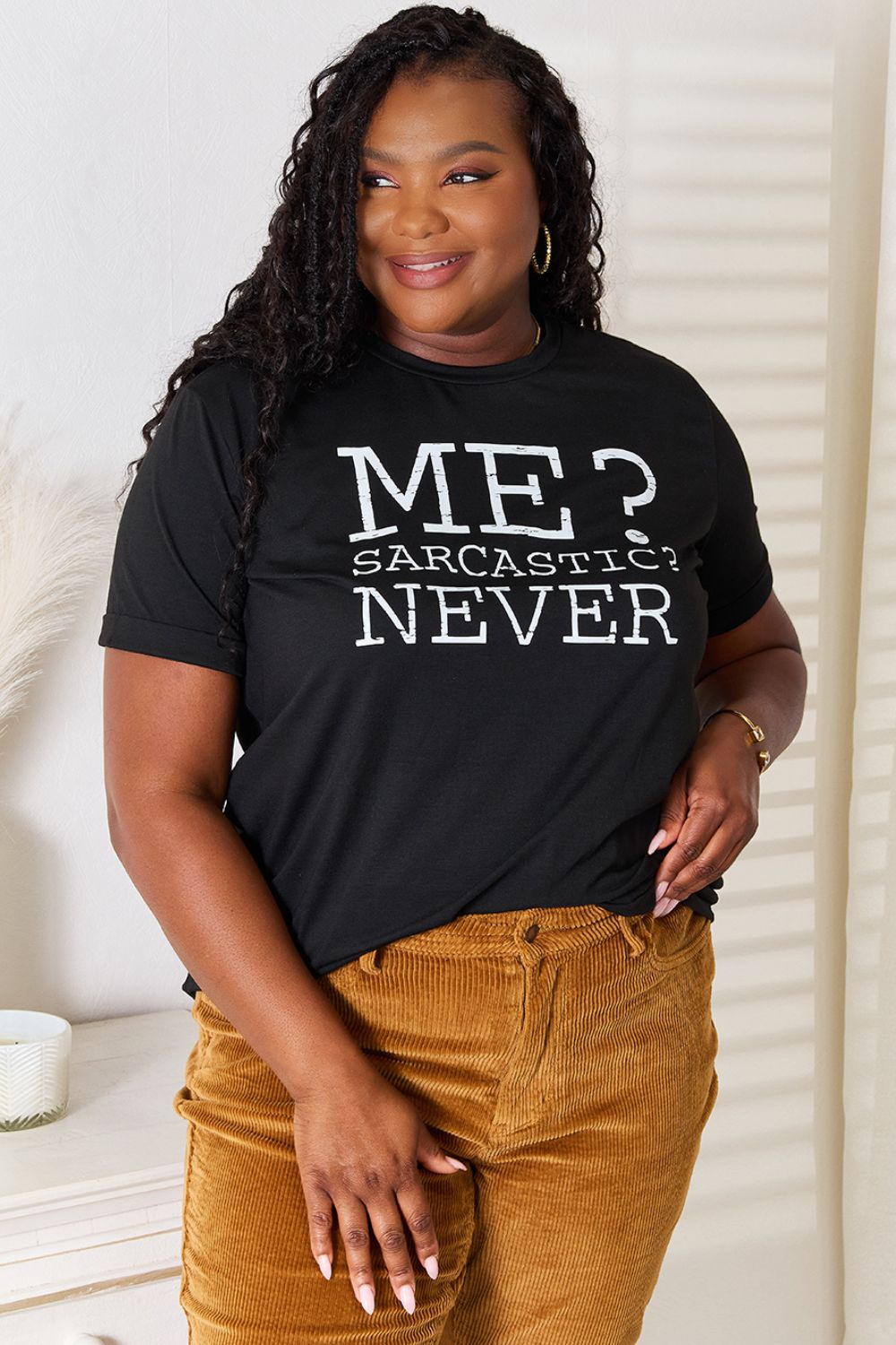 Simply Love Letter Graphic Round Neck T-Shirt by Trendsi