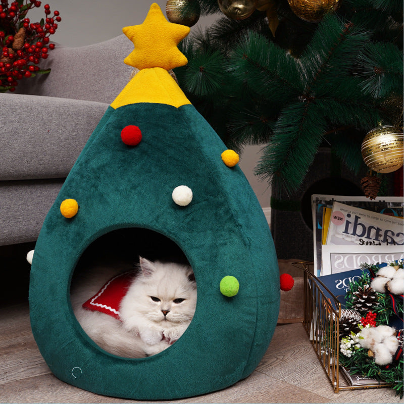 Pet Christmas Tree Cat Cat Bed Cat Mat Kennel Felt Litter Cat Supplies by DC-THE CEO