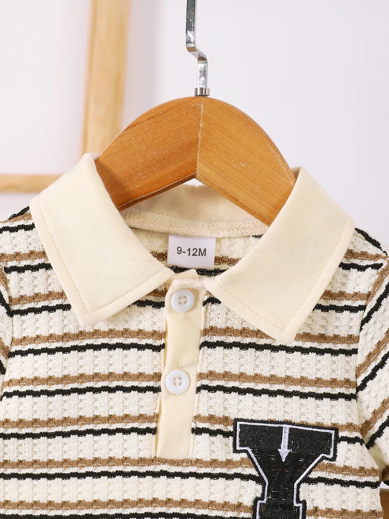 Children's Striped Short Sleeve Polo and Pants Set by Trendsi