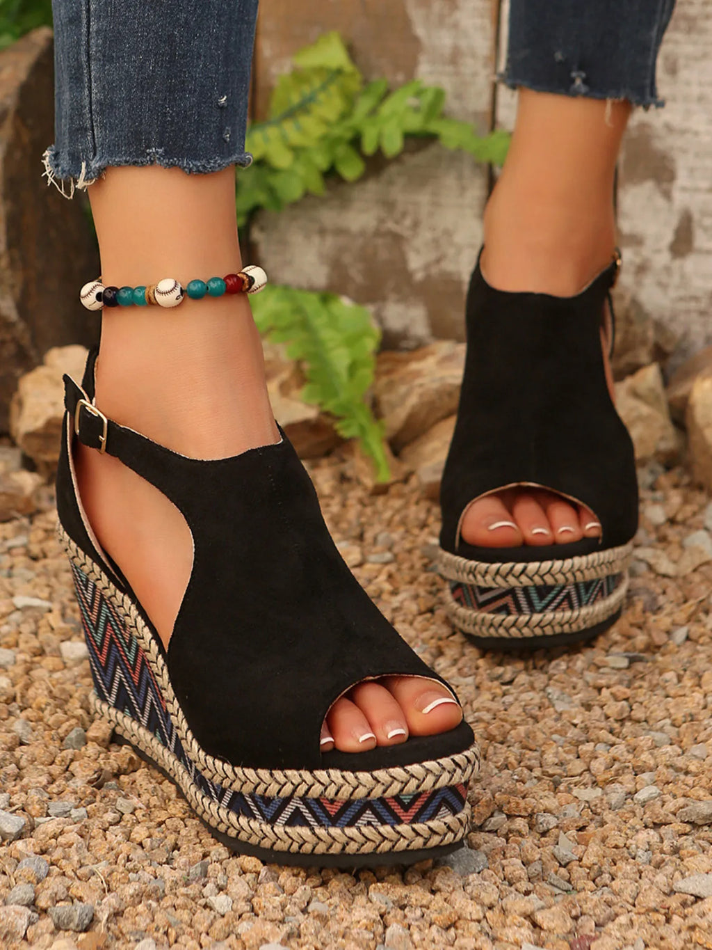 Cutout Platform Wedge Sandals by Trendsi