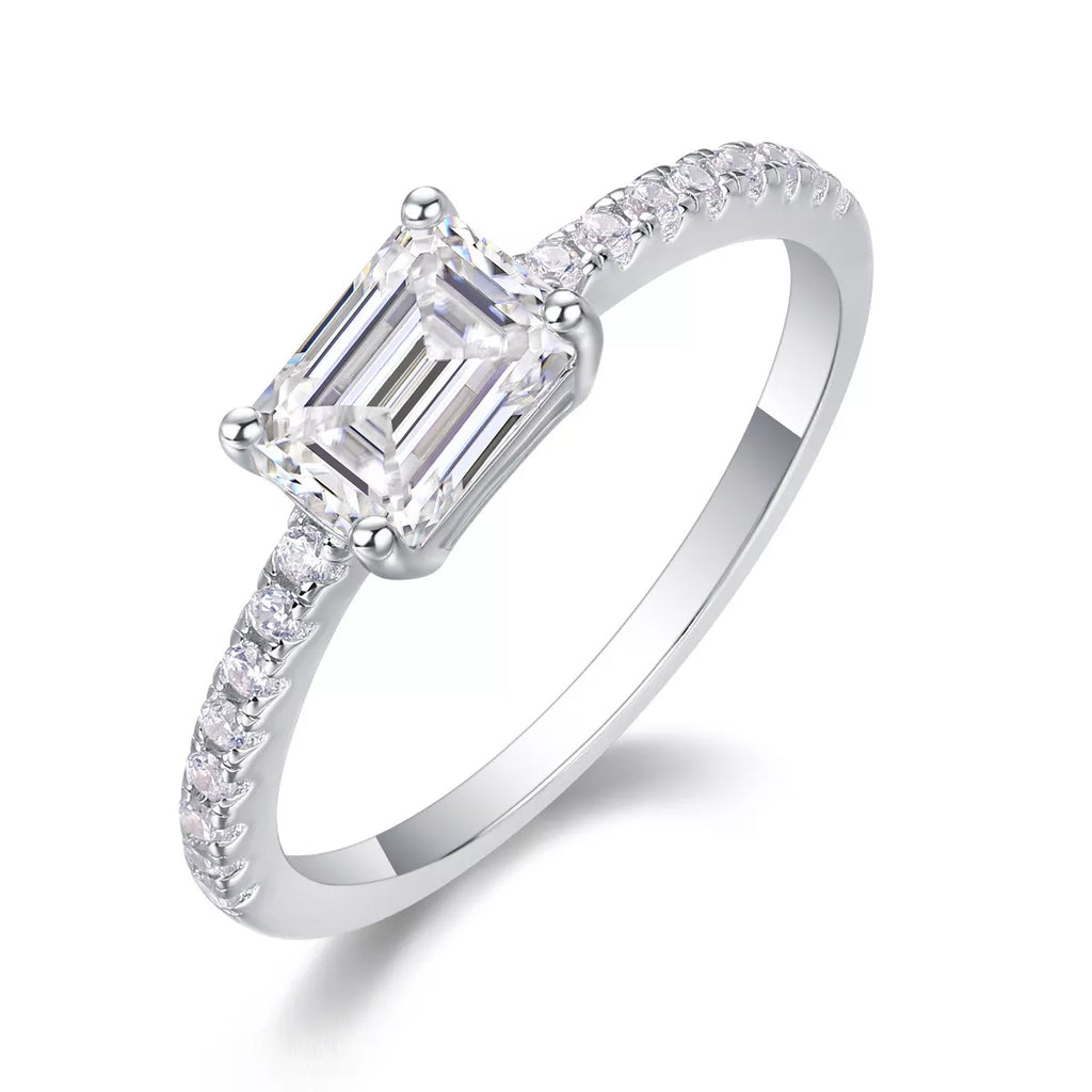 1 Carat 925 Sterling Silver Moissanite Geometric Ring by Trendsi