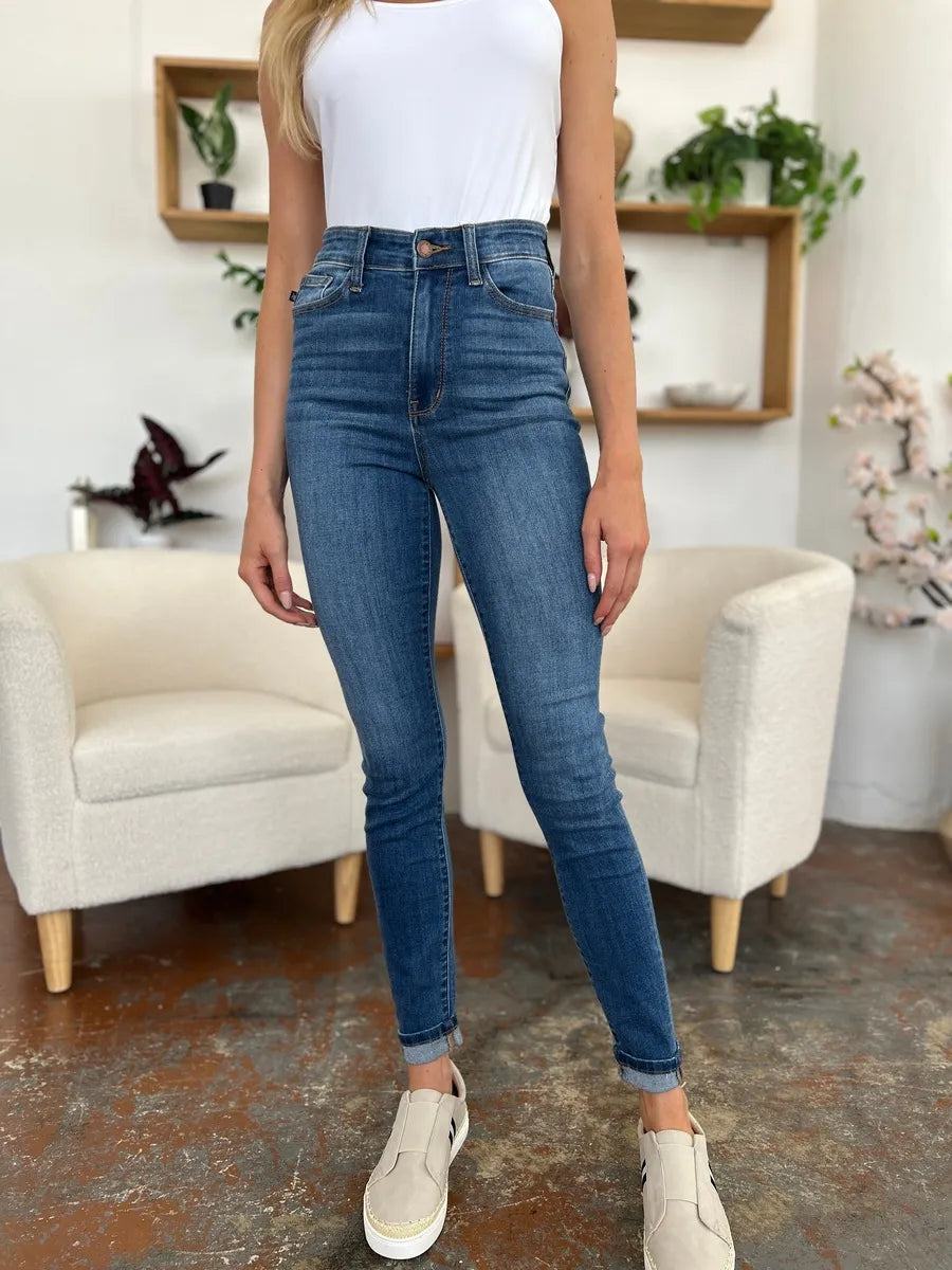 Judy Blue Full Size Cuffed Hem Skinny Jeans by Trendsi