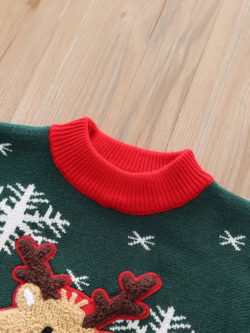 Children's Christmas Reindeer Snowflake Knitted Sweater by Trendsi