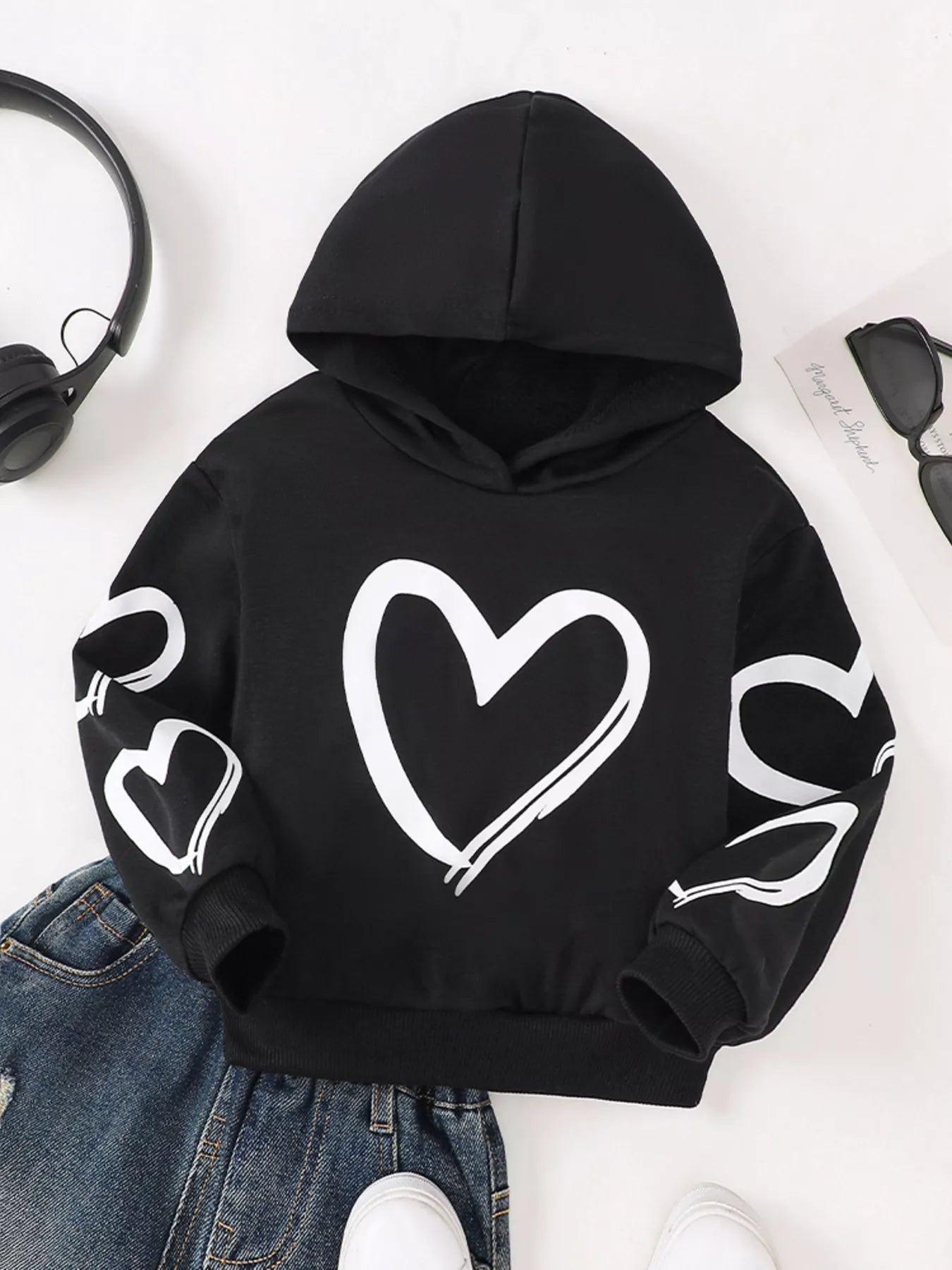 Children's Printed Long Sleeve Hoodie by Trendsi