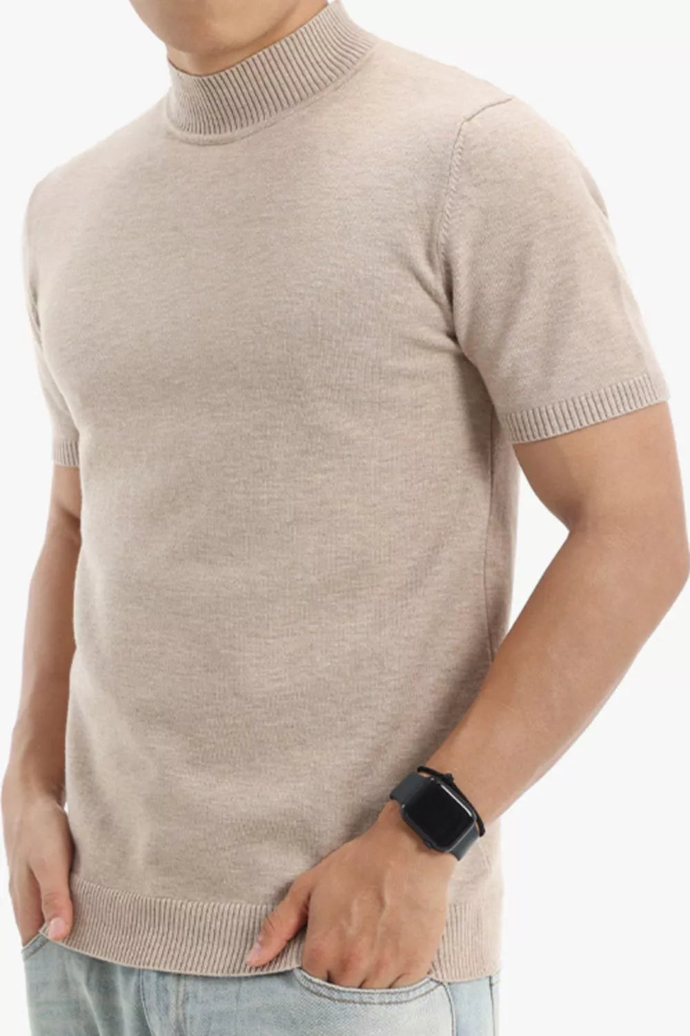 Men's Plus Size Slim Fit Short Sleeve Sweater by Trendsi