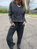 Full Size Washed Round Neck Top and Drawstring Pants Set Plus Size by Trendsi