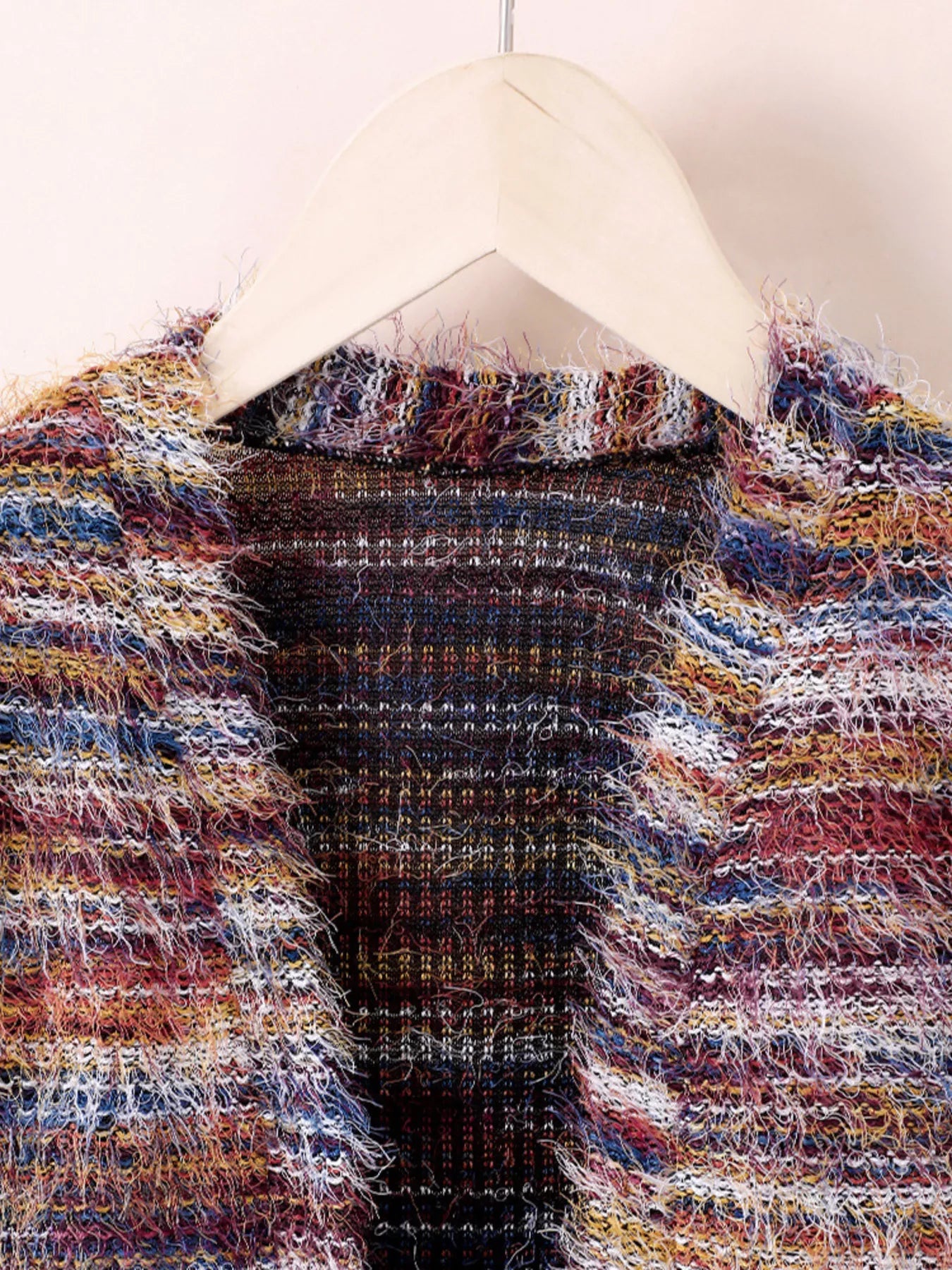 Children's Colorful Knitted Fuzzy Cardigan by Trendsi