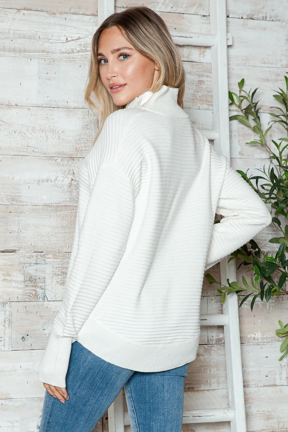 Half Zip Long Sleeve Knit Top by Trendsi