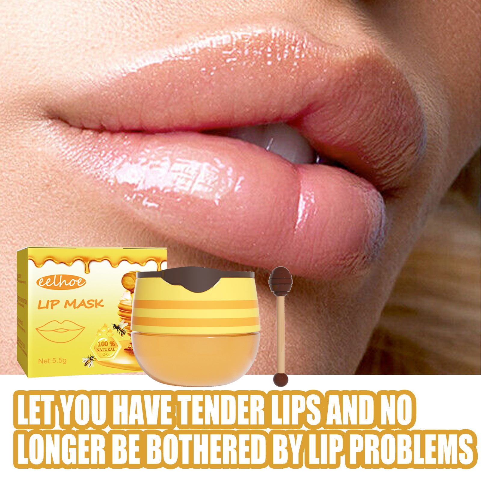 EELHOE Honey Lip Mask Moisturizing Exfoliating Lip Care Bee Lipstick by DC-THE CEO