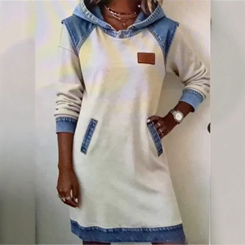 Best Seller Denim Color Matching Ladies Hoodie Skirt by DC-THE CEO