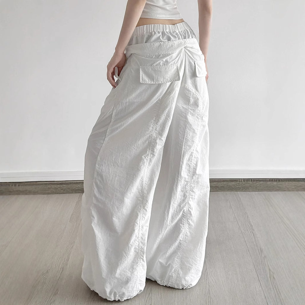 Ruffle Drawstring Lace Letters Embroidered Slacks by DC-THE CEO