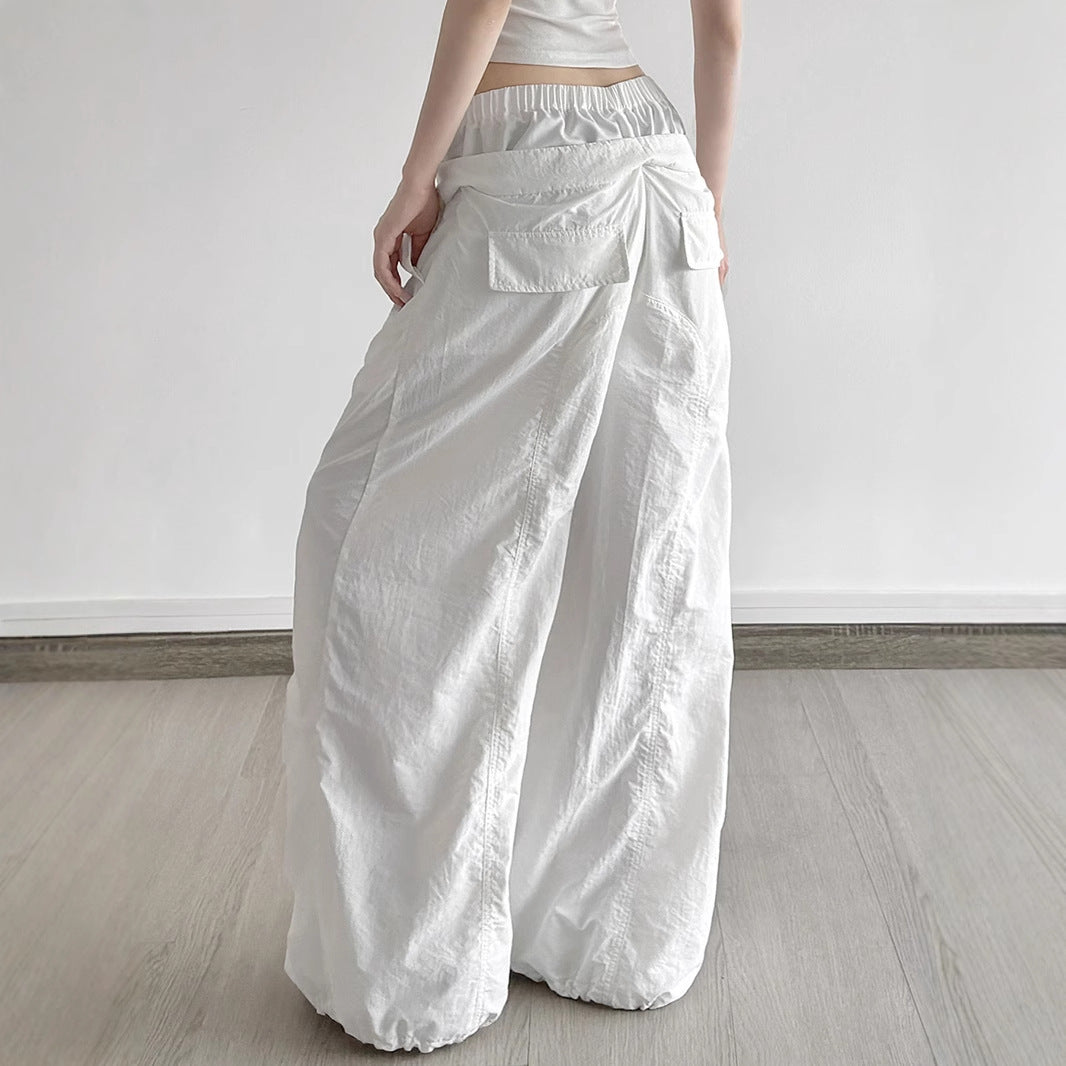 Ruffle Drawstring Lace Letters Embroidered Slacks by DC-THE CEO