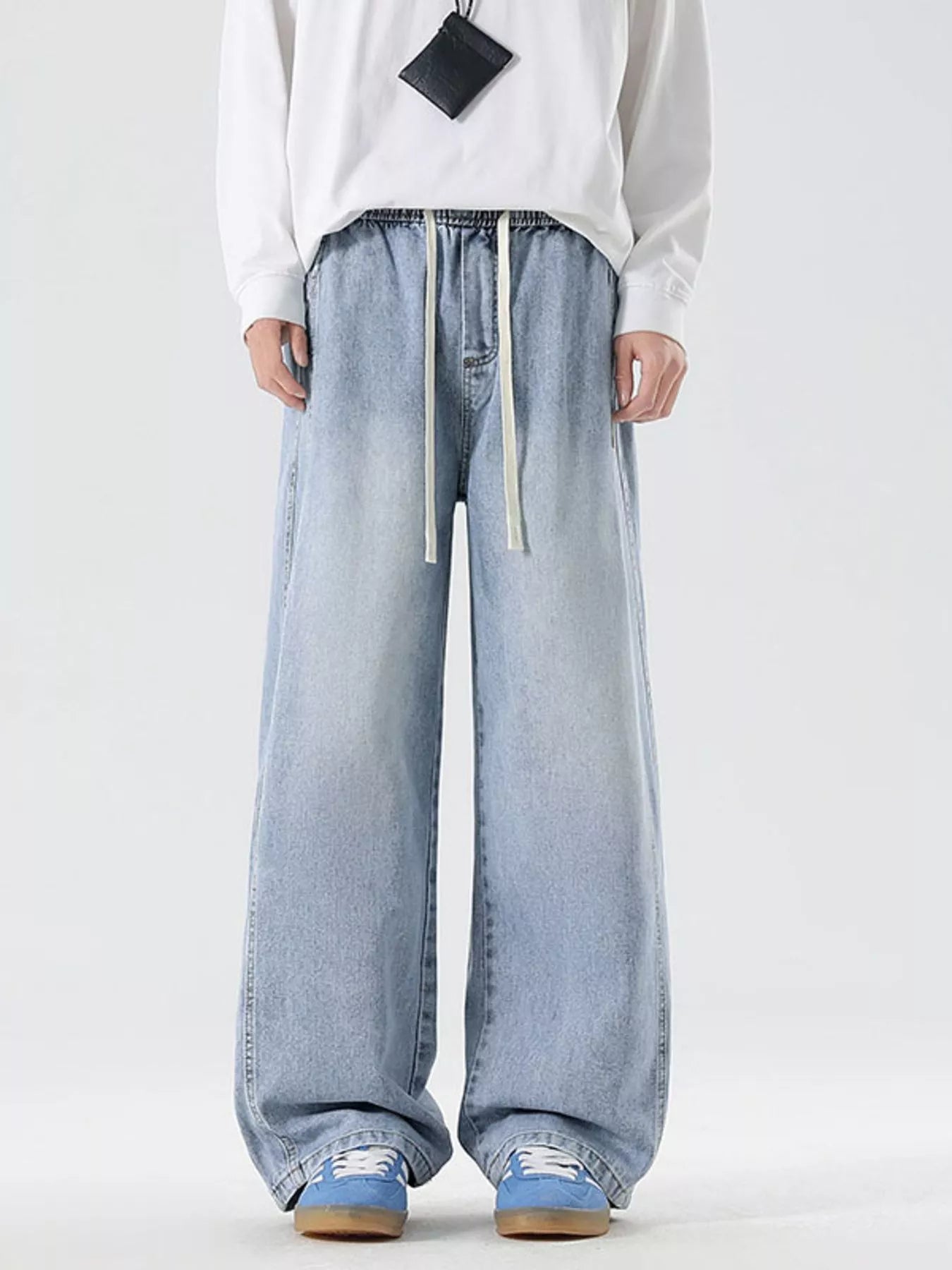 Men's Full Size Wash Wide Leg Jeans Plus Size by Trendsi